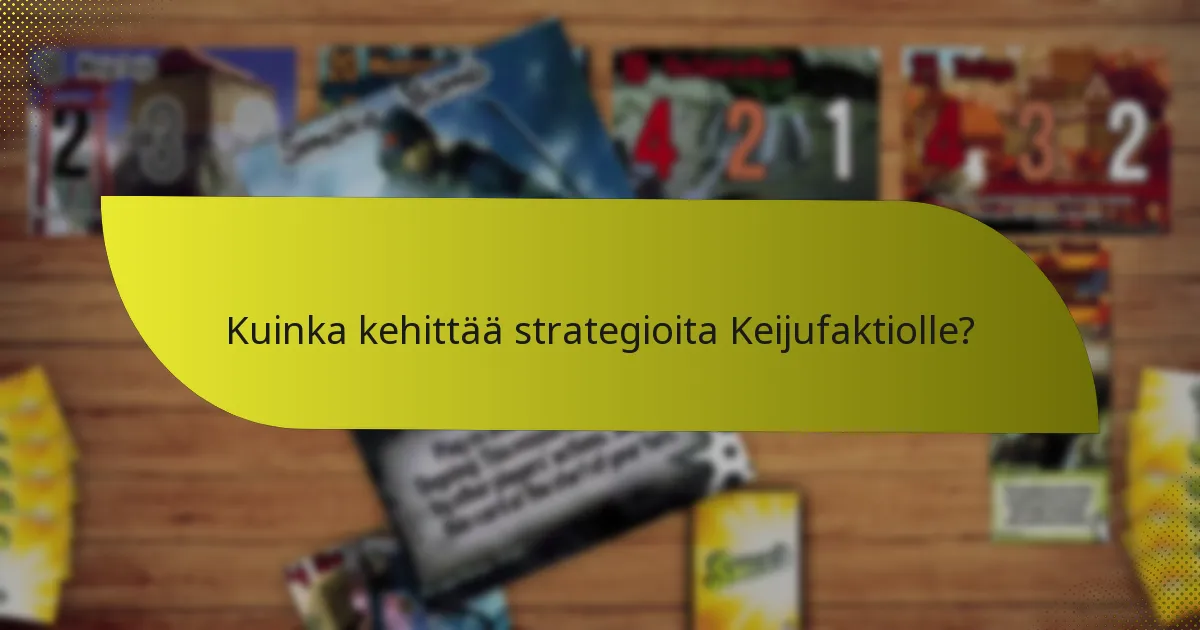 Kuinka kehittää strategioita Keijufaktiolle?