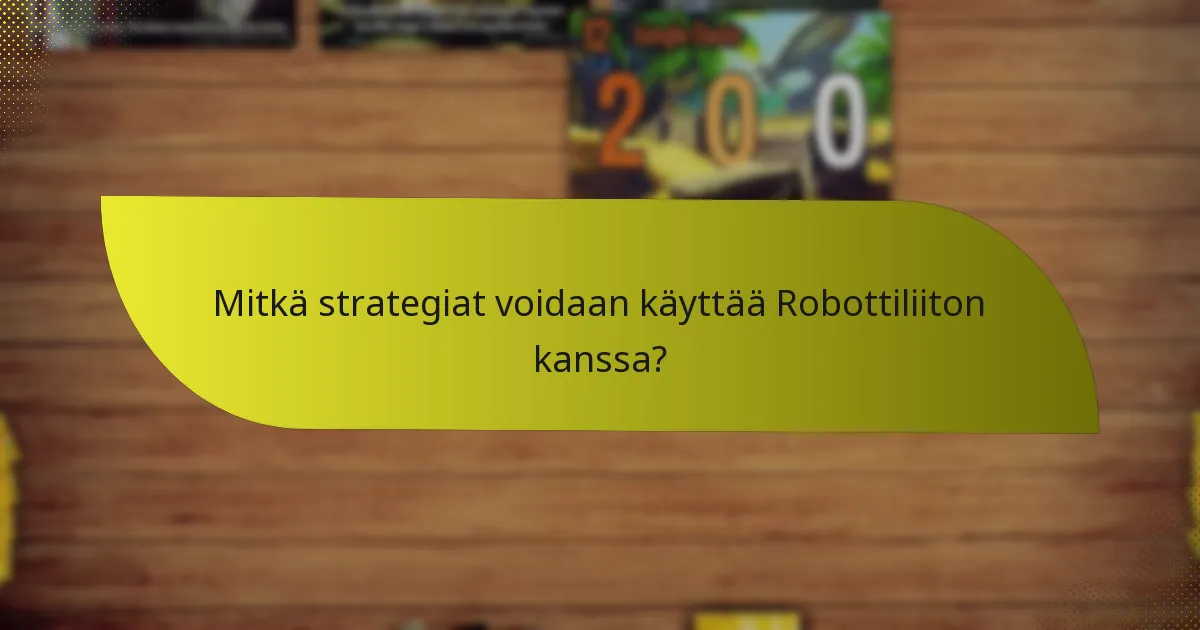 Mitkä strategiat voidaan käyttää Robottiliiton kanssa?